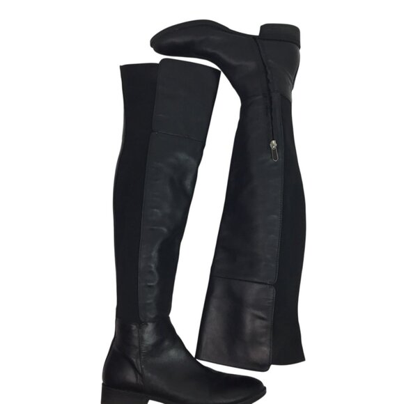 Sam Edelman Pam Over-The-Knee Black Leather Textile Boots Womens 8M - Picture 3 of 16